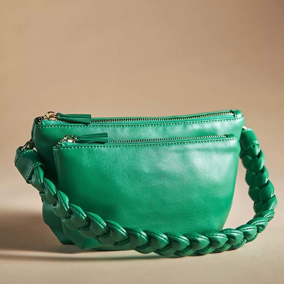 Anthropologie Handbags - Anthropologie Faux Leather Convertible Crossbody Bag  Emerald Green NWT
